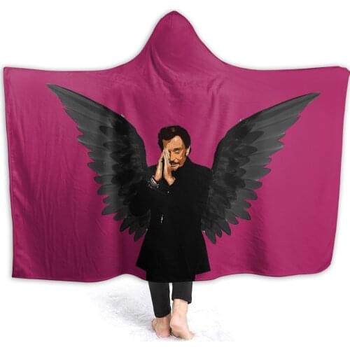 Soft warm flannel Johnny And Hallyday Hooded Blanket Singer blankets for airplane travel Bedspread Wrap
