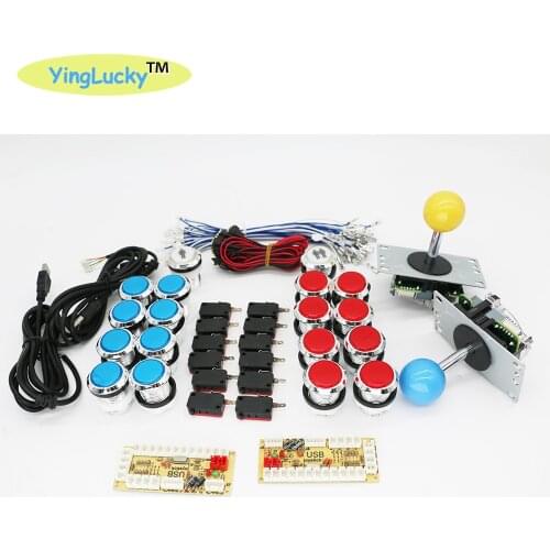Arcade joysticks DIY Kit USB Control to PC Joystick LED 2 Players Push Buttons 2 x Zero Delay Keyboard Encoder Raspberry Pi
