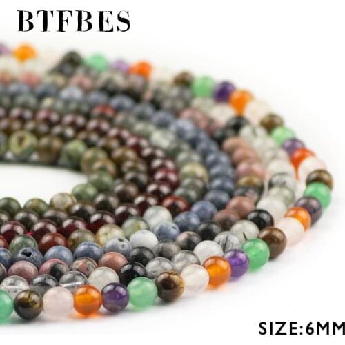 BTFBES Natural stone 6mm Sun stone blood stone Matte White Stone Ball Round Loose Beads For Jewely Bracelet Necklace Making DIY