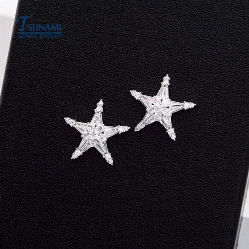 New fashion pentagram triple a cubic zirconium oxide nail,A woman friends birthday gift of zircon earrings ER-062