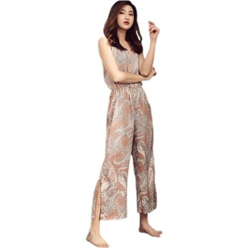 2019 Summer Sexy Jump Home suit Simulation Silk Pajamas Holiday Babes Temptation Dew Back Wear Pyjamas Women Sleepwear