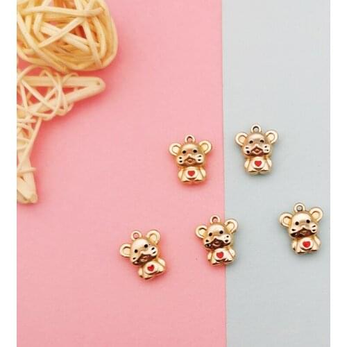 10Pcs Gold Tone Metal 3D Rat Enamel Charms DIY Jewelry Accessory Drop Oil Love Mouse Pendants Earrings Bracelet Dangle GiftFX357