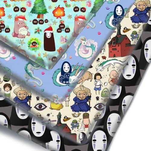 Half Yard Japanese Anime Cartoon Pint Polyester Cotton Material Patchwork Sewing Quilting Fabrics Quilting Needlework DIY Cloth