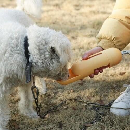 Portable Pet Water Bottle Outdoor Travel Dog Cat Feeding Drinker Bottles Dispenser Bowls With Poop Plastic Bags Pet Supplies