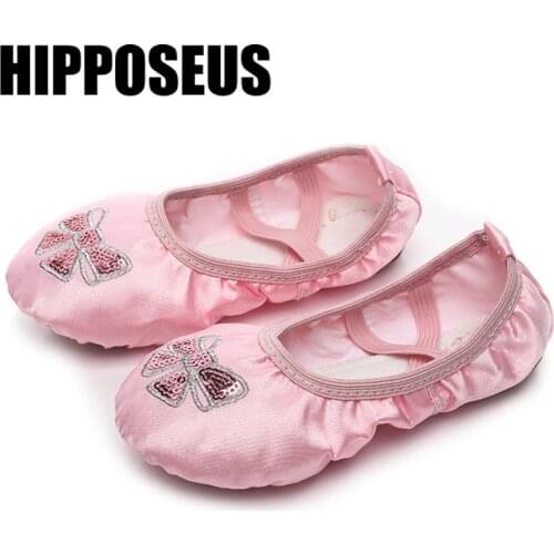 Professional Children Ballet Shoes For Girls Ballet-shoes Women Ladies Ballroom Dancing Performance Shoes Satin Salsa Slippers