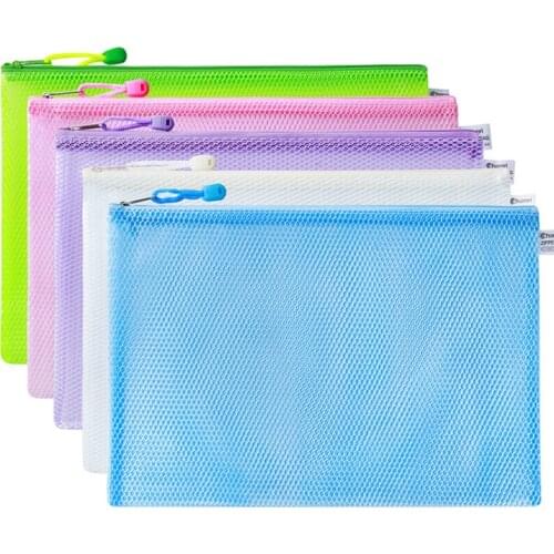 10 Pcs A4 Transparent Honeycomb Design Document Folders Storage Bag Waterproof Pocket Folders Zipper File Bags For Office School