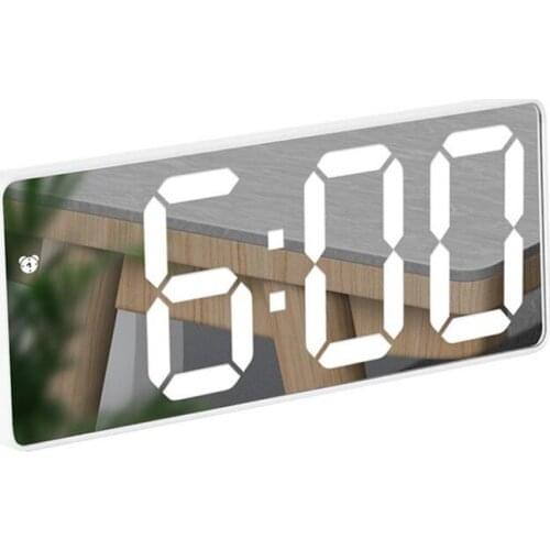 LED Mirror Alarm Clock Digital Clock Voice Control Snooze Time Temperature Display Night Mode Home Decoration Clock for Gift