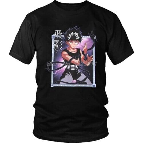 Tvoe Male Yu Hakusho T-Shirt Funny Anime Manga Hiei Tshirt Short Sleeve Cool T Shirt Cotton Tee Tops Harajuku Streetwear