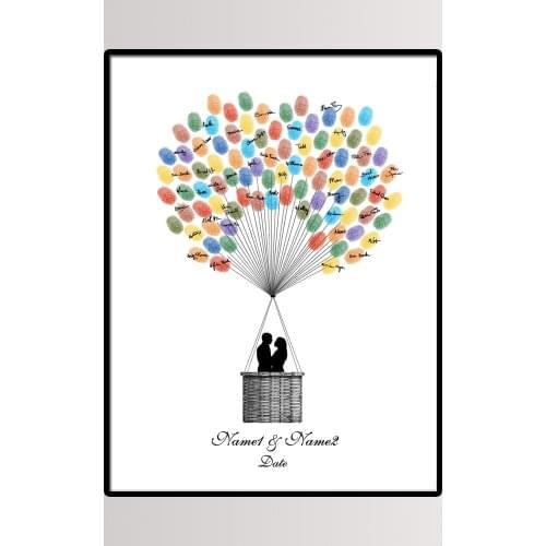 Party Favor 40*60cm Multi Size Wedding Fingerprint Tree Painting Signature Guest Book Couples Kiss Canvas Painting With Ink Pad