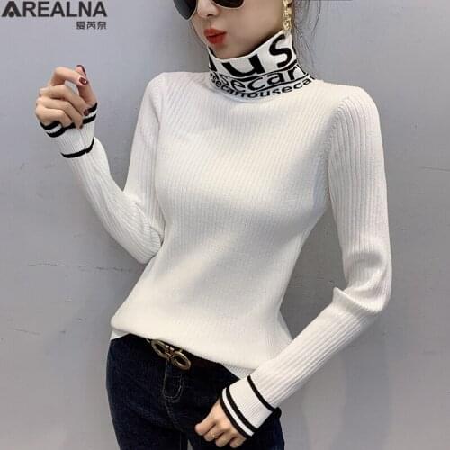 Turtleneck Long Sleeve Letter woman sweaters Tight pullover women Slim Knitted Tops pull femme hiver autumn winter clothes women