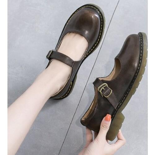 Japanese Harajuku Student Shoes College Girl Student LOLITA Shoes JK Uniform Shoes PU Leather Ankle-strap Mary Jane Shoes