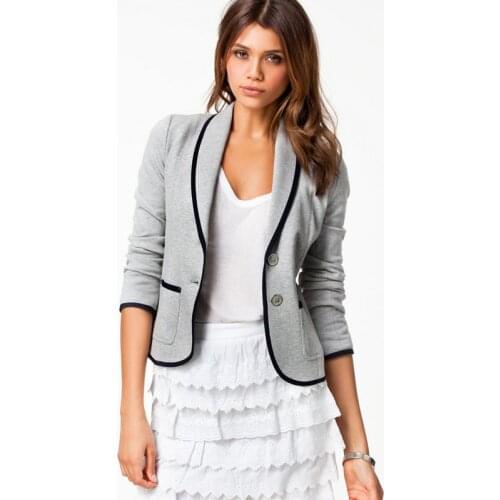 Women Autumn Solid Gray Black Female Blazer Jacket Casual Fall Long Sleeve Work Suit Office Lady Slim Blazers Coat Top