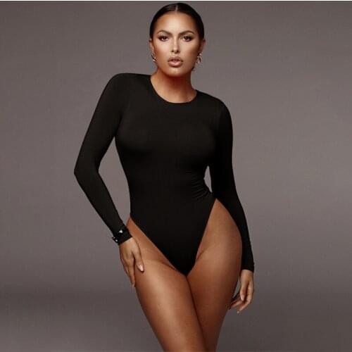 O Neck Long Sleeve Solid White Sexy Bodysuit Women Black Autumn Winter Body Top Casual Lady Streetwear Bodysuits
