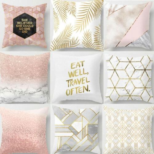 Gold Shining Printed Polyester Throw Pillow Case Sofa Cushion Cover Home Decor