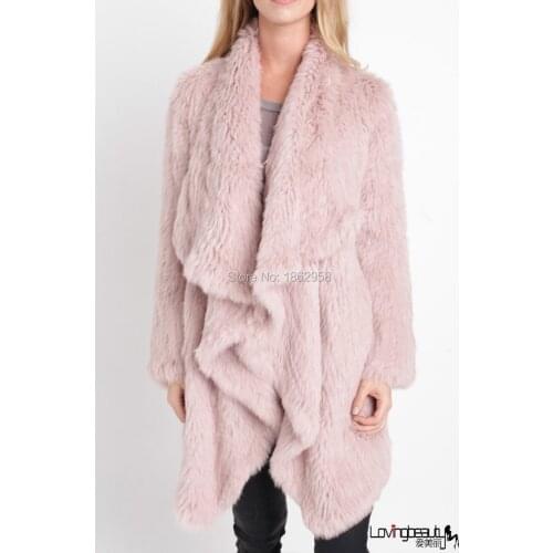 1*1 Thick Knit Top Quality SJ018-02 Knitted Lady Jackets/Cool Style Long Fur Coat Women