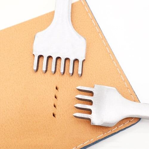 1/2/4/6 Prong Metal Leather Chisel Hole Punch Stitching Tool Diamond Pricking Iron Leather Craft Completely Polishing 5/6mm