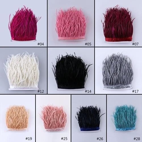 1 Meter Natural Goose Feather Ribbon Trims Fringe Diy Craft Wedding Accessory 15-20 CM Tassel for Swan Christmas Tree Decoration