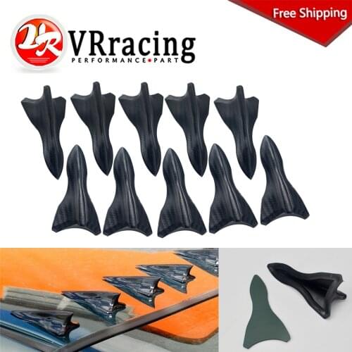10PCS carbon fiber design-looking color VORTEX GENERATOR FLEXIBLE PP EVO-STYLE ROOF SHARK FINS SPOILER WING KIT UNIVERSAL