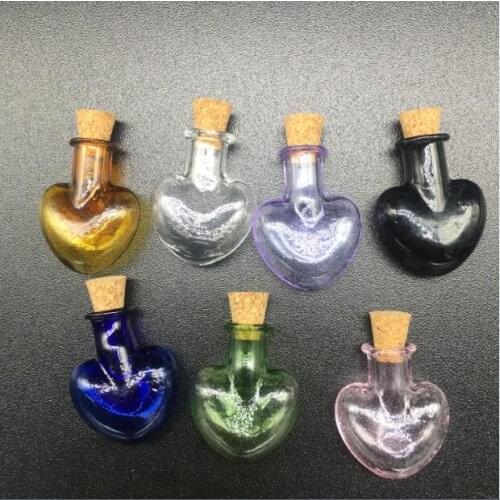 300pcs Magical lucky colorful Wishing Bottle little charm vial Pendant Perfume essential oil Cork Glass Hand-Blown Necklace