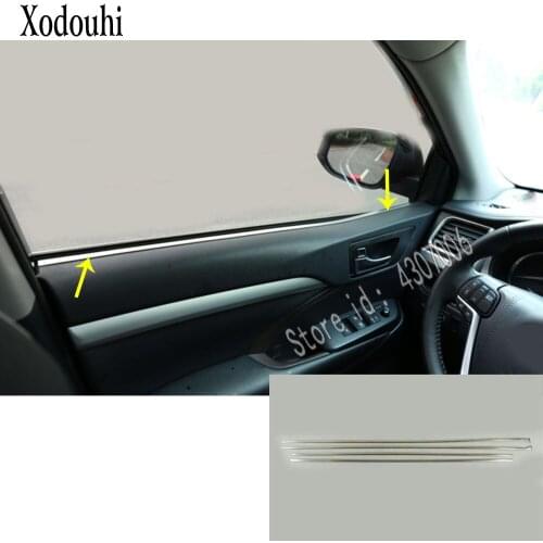 For Toyota Highlander 2018 2019 2020 Car Stainless Steel Garnish Pillar Windows Middle Strip Trim Frame Lamp Hoods Moulding 4pcs