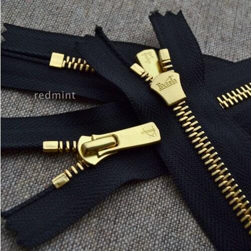 5 gold copper closed tail EXCELLA Hong Kong-made YKK metal zipper polishing flat teeth