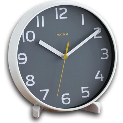 8 Inch Mute Desktop Clock Round Table Clock Wall clock With Bracket for living room Bedroom