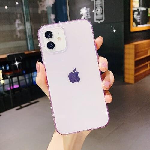 Glitter Frame Silicone Phone Case for IPhone 11 12 Pro Max Shining Soft Cover for IPhone X XR XS Max 7 8 Plus 12Pro Coque Funda
