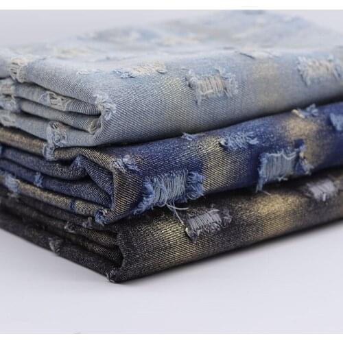 Bronzing washed denim thick fabric