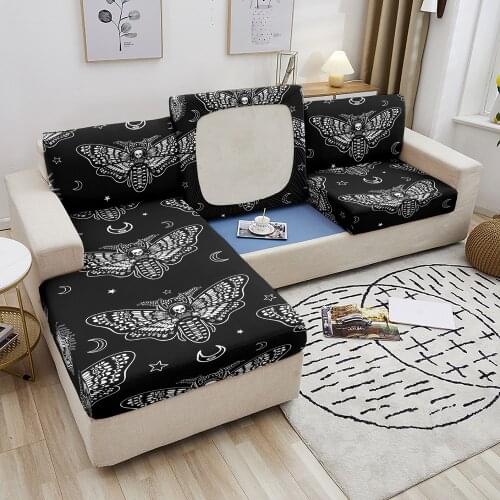 Skull Moth Butterfly Sofa Seat Cover Stretch Elastic Seat Cushion Protector Cover Home Furniture Slipcover Couch Cover