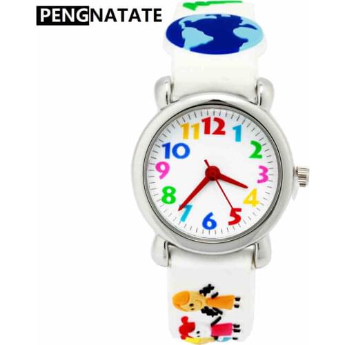 PENGNATATE Children Watch Cartoon Earth Silicone Watches Boy Fashion Kids Watch Waterproof 3D Strap Bracelet clock Wristwatches