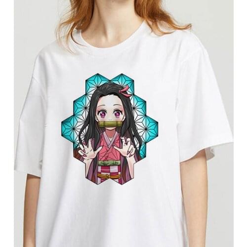 Japanese Cartoon Print Graphic Tees Women Cute Cartoon T-Shirt Short Sleeve O-Neck Fashion Tshirt Short Sleeve Kawaii Tshirt