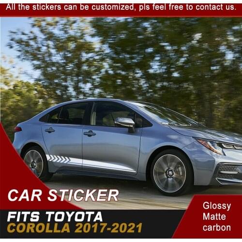 For Toyota Corolla 2017 2018 2019 2020 2021 Car Decals Side Body Stripe Racing Sport Graphics Vinyl Car Stickers Car Stylings