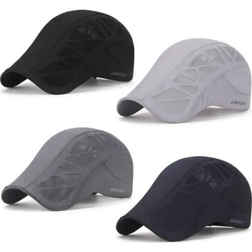 Breathable Mesh Men Caps Summer Driver Hat Newsboy Cap Comfortable Outdoor Golf Cycling Panama Vintage Unisex Berets Flat Hats