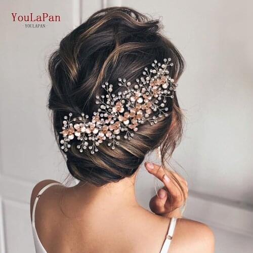 YouLapan HP306 Elegant Alloy Flower with Pearls Tiara Rhinestones Shinny Crown Bridal Headpiece for Wedding Hair Accessories