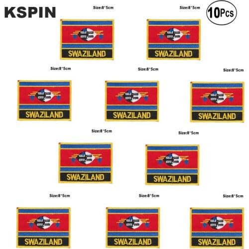 Swaziland Flag Embroidery Patches Iron on Saw on Transfer patches Sewing Applications for Clothes in Home&Garden