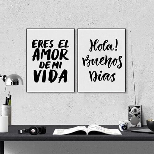 Spanish Canvas Painting Home Decor Eres el amor de mi vida Quote Wall Art Print For Spanish Home Bedroom Love Decoration