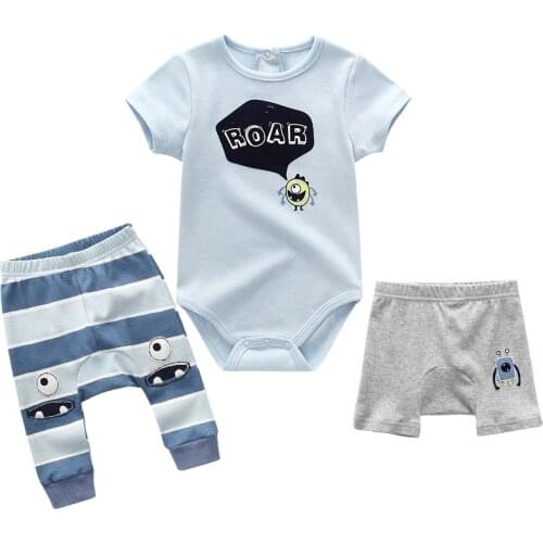 Baby bodysuits boy kids trousers cottongirls clothes suit childern cartoon 3pcs body newborn pants