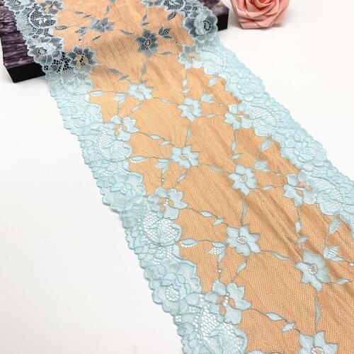 3y/lot Width 20.50cm Orange Blue No-Elastic Stretch Lace Trim Lingerie Sewing Craft DIY Apparel Fabric Lace Garment Accessory