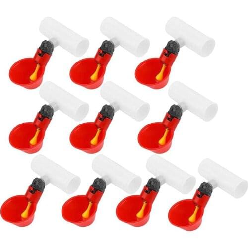 Chicken Drinking Cup 10 Pieces Automatic Drinker Drinker Red Plastic Duck Bird Quail Pigeon Hen Drinker Bowl