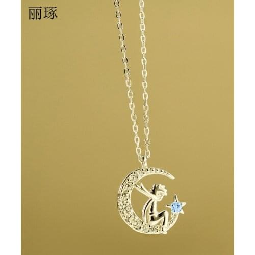 Little prince ins with money chain female Korean cartoon boy fashion star moon stud zircon student girlfriends necklace