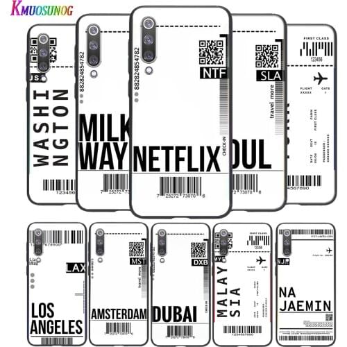 Fashion Travel Air Ticket For Xiaomi Mi 8 9 10 11 10i 11i 10 10Pro 11Pro CC9 A3 9T 10T Lite Pro Se Ultra 5G Black Phone Case