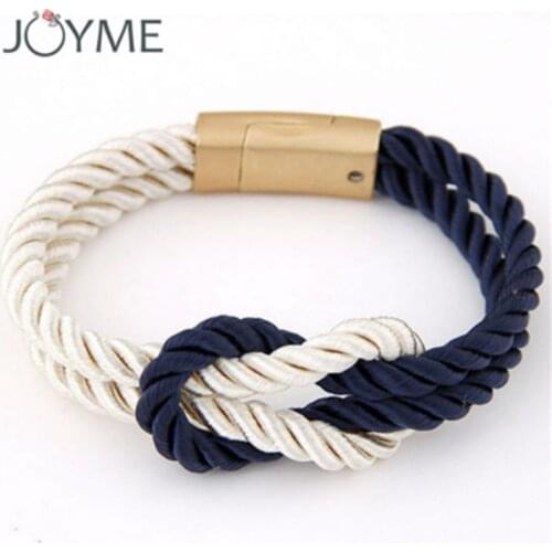 Fashion Braided Jiu-jitsu Belt Rank Rope Chain with Magnetic Clasp bow Charm Leather Survival Bracelets & Bangles for Women Men