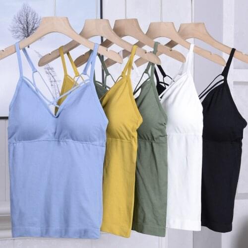 Fashion Women Tank Top Seamless Crop Tops Female Sexy Underwear With Removable Padded Lingerie Summer Camisole Femme