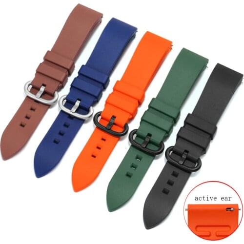 Soft Fluorinerubber Watchband 19 20 21 22 24mm Black Red Orange Wristband Pin Buckle Mens And Womens Sport Waterproof Bracelet