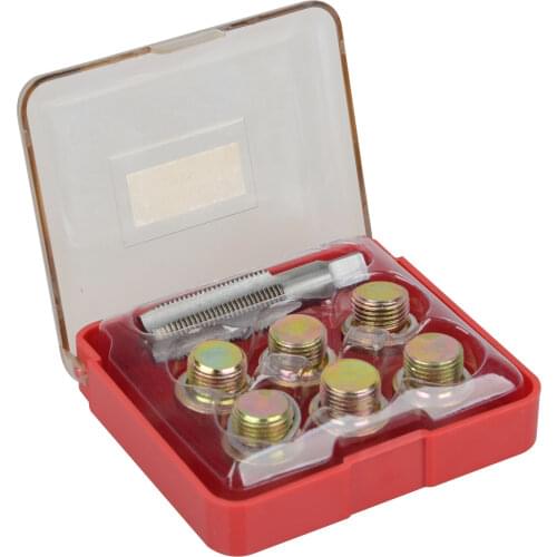 7Pcs Engine Care Oil Pan Drain Sump Plug Key Thread Repair Tool Kit Set M13 M15 M17 M20 Sk1136139 M15 X 1.5 Screw Tapping Group
