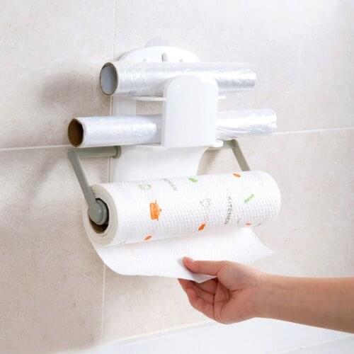 Wall Mounted Cling Film Storage Cutting Rack Kitchen Roll Paper Organizer Tin Foil Dispenser Towel Holder Plastic Home Tools