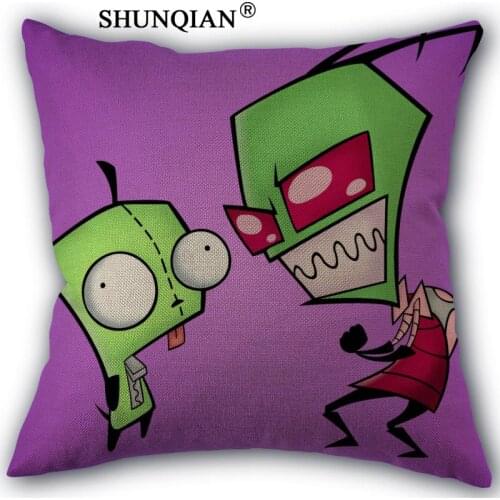 Zim Pillowcase Custom Cotton Linen Square Decorative Pillow Cases Cover Zippered 45x45cm one side