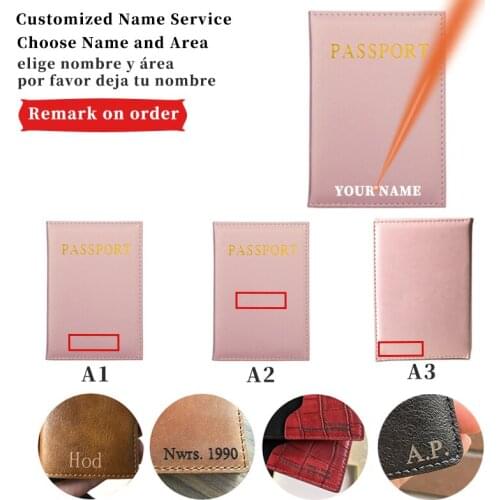 New Travel Women Pu Leather Coves For Passports Travel Wallet Customize Name Passport Cover Fashion Cute Pink Girl Case Passport