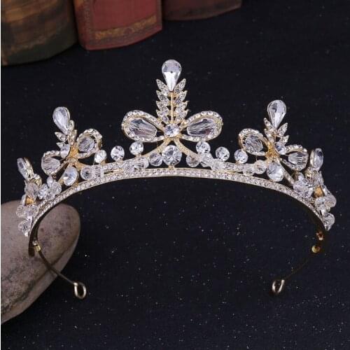 Bridal Princess gold crown tiara Headband Beaded Crystal Tiaras and Crowns HairBand Rhinestone Wedding Jewelry Hair Accessories