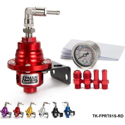 Type S Adjustable Fuel pressure Regulator FPR Universal jdm turbo+Liquid Gauge 0-160 Psi For VW TK-FPRT81S-AF